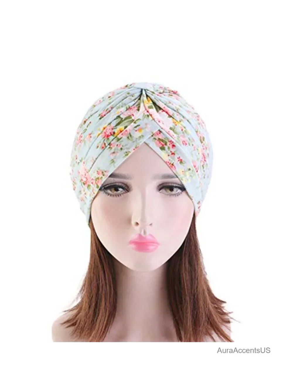 Women's Cotton Turban Head Wrap Chemo Beanie Hat Pre-tied Ruffle